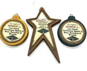Vintage Jeff Foxworthy Redneck Wood Ornaments Set of 3 Hanging Christmas Mancave